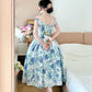 Beauty Prom Dress Off Shoulder Pleated Print Evening Dress Birthday Party Dress Gala Dress    D3021