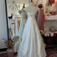 Charming Prom Dress A Line Square Neck Lace Gala Dress Evening Dress    D3026