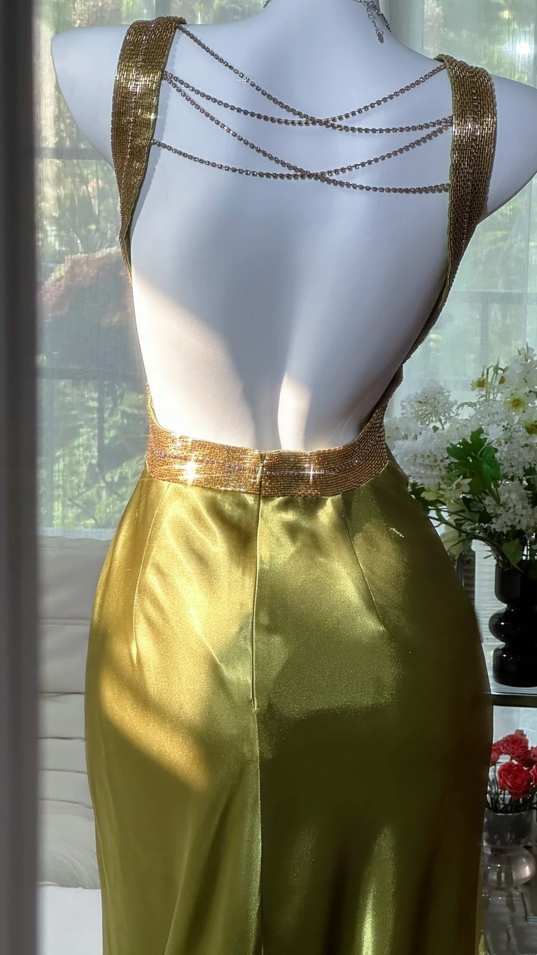Gorgeous Prom Dress Green Spaghetti Straps Backless Evening Dress Gala Dress D3032