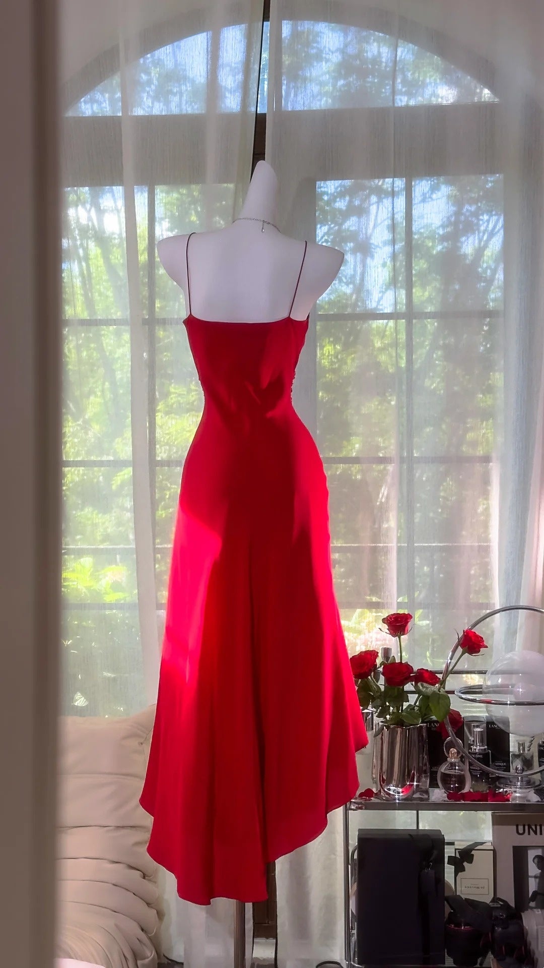 Beauty Prom Dress Red V-neck Pleated Evening Dress Gala Dress Dancing Dress D3033