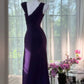 Gorgeous Prom Dress Dark Purple V-neck Pleated Evening Dress Gala Dress D3034