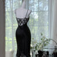 Sexy Prom Dress Black Spaghetti Straps Lace Birthday Party Dress Cocktail Dress D3035