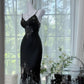 Sexy Prom Dress Black Spaghetti Straps Lace Birthday Party Dress Cocktail Dress D3035