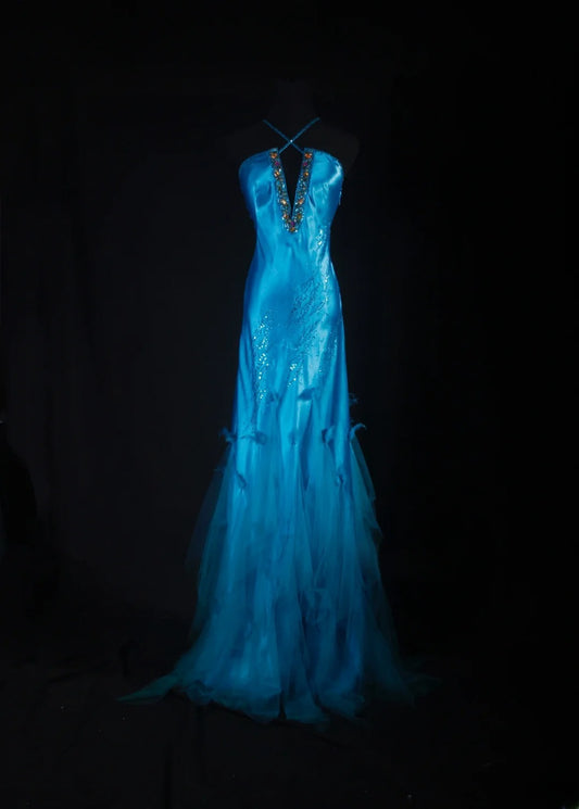 Gorgeous Prom Dress Blue V-neck Evening Dresses Birthday Party Dress Cocktail Dress D3036