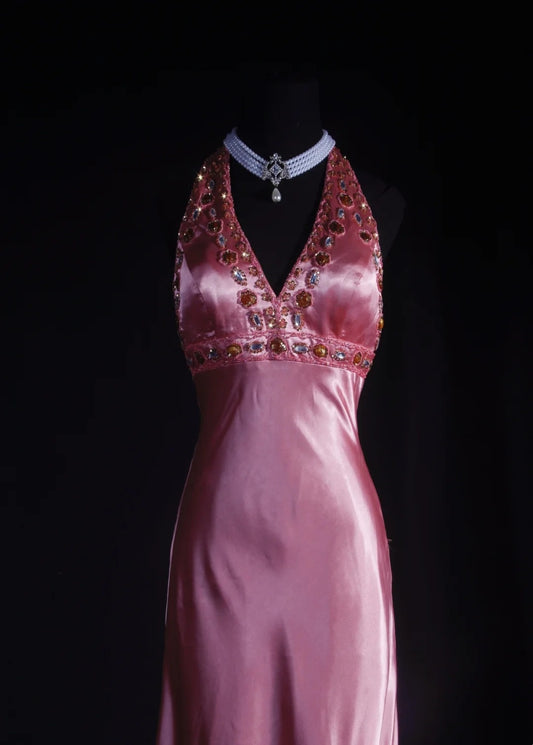 Charming Prom Dress A Line Halter Crystal Evening Dresses Birthday Party Dress Gala Dress D3037