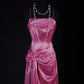 Pretty Prom Dress A Line Spaghetti Straps Pleated Evening Dresses Gala Dress D3038