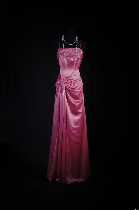 Pretty Prom Dress A Line Spaghetti Straps Pleated Evening Dresses Gala Dress D3038