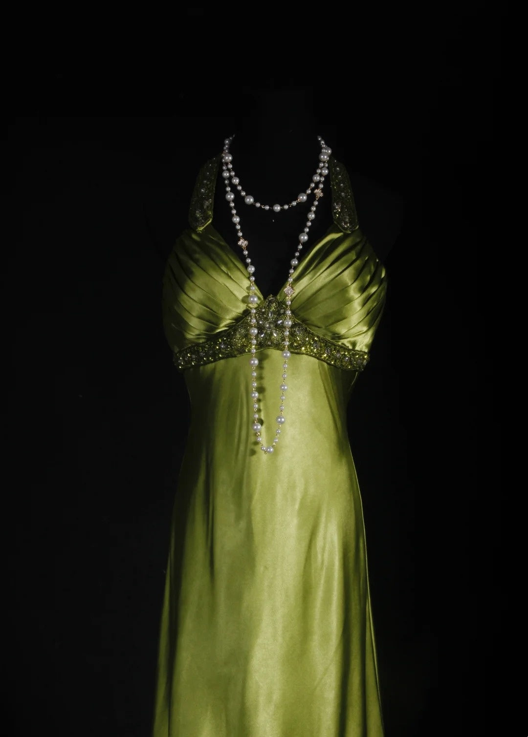 Gorgeous Prom Dress Green A Line Halter Pleated Evening Dresses Gala Dress D3039
