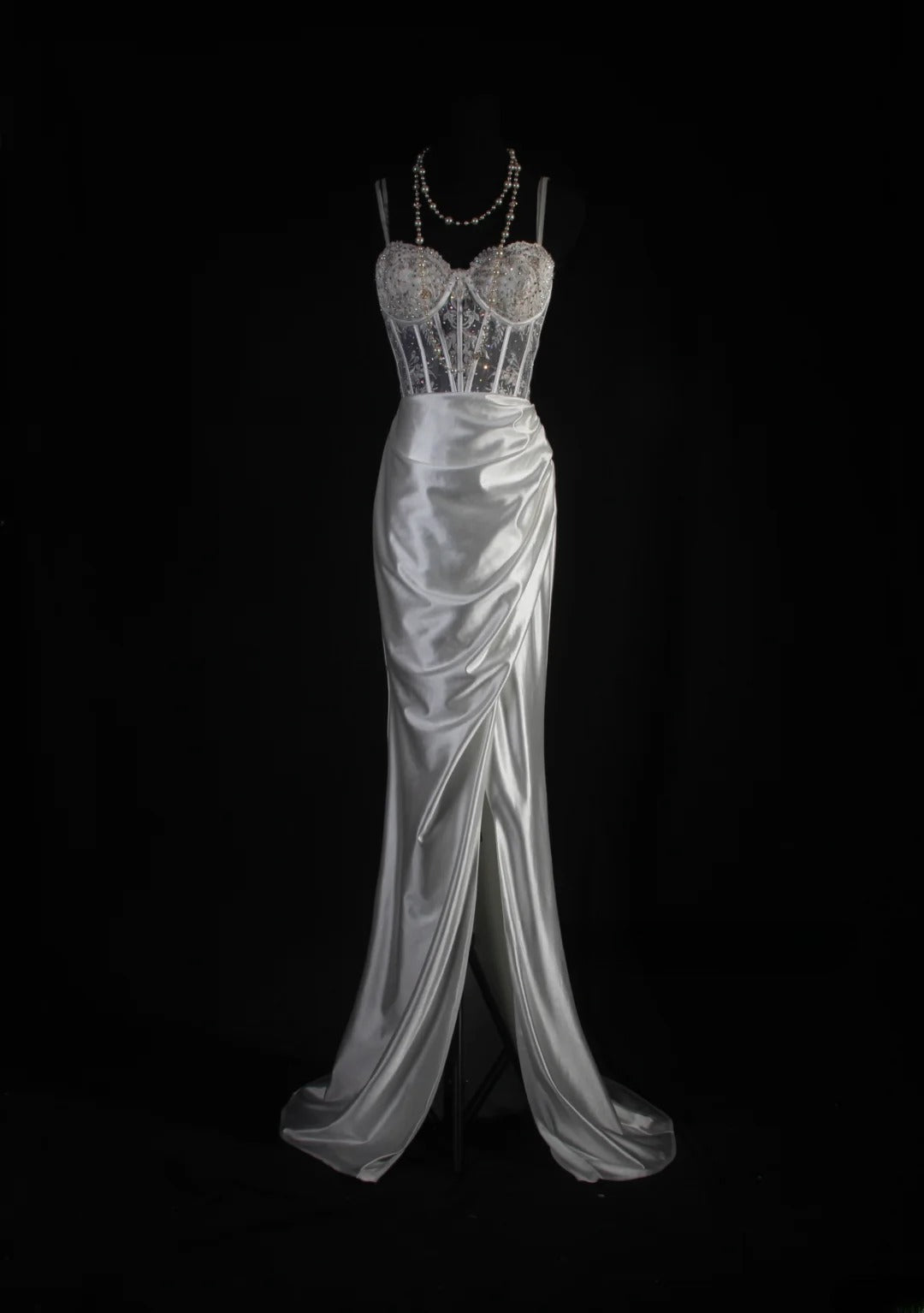 Elegant Prom Dress Spaghetti Straps Slit Pleated Mermaid Evening Dresses Gala Dress D3040