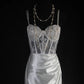 Elegant Prom Dress Spaghetti Straps Slit Pleated Mermaid Evening Dresses Gala Dress D3040