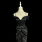 Stunning Prom Dress Black Off Shoulder Pleated Mermaid Evening Dresses Gala Dress D3042