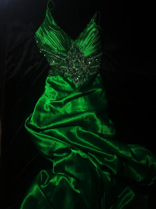 Charming Prom Dress Dark Green Spaghetti Straps Pleated Evening Dresses Gala Dress D3045