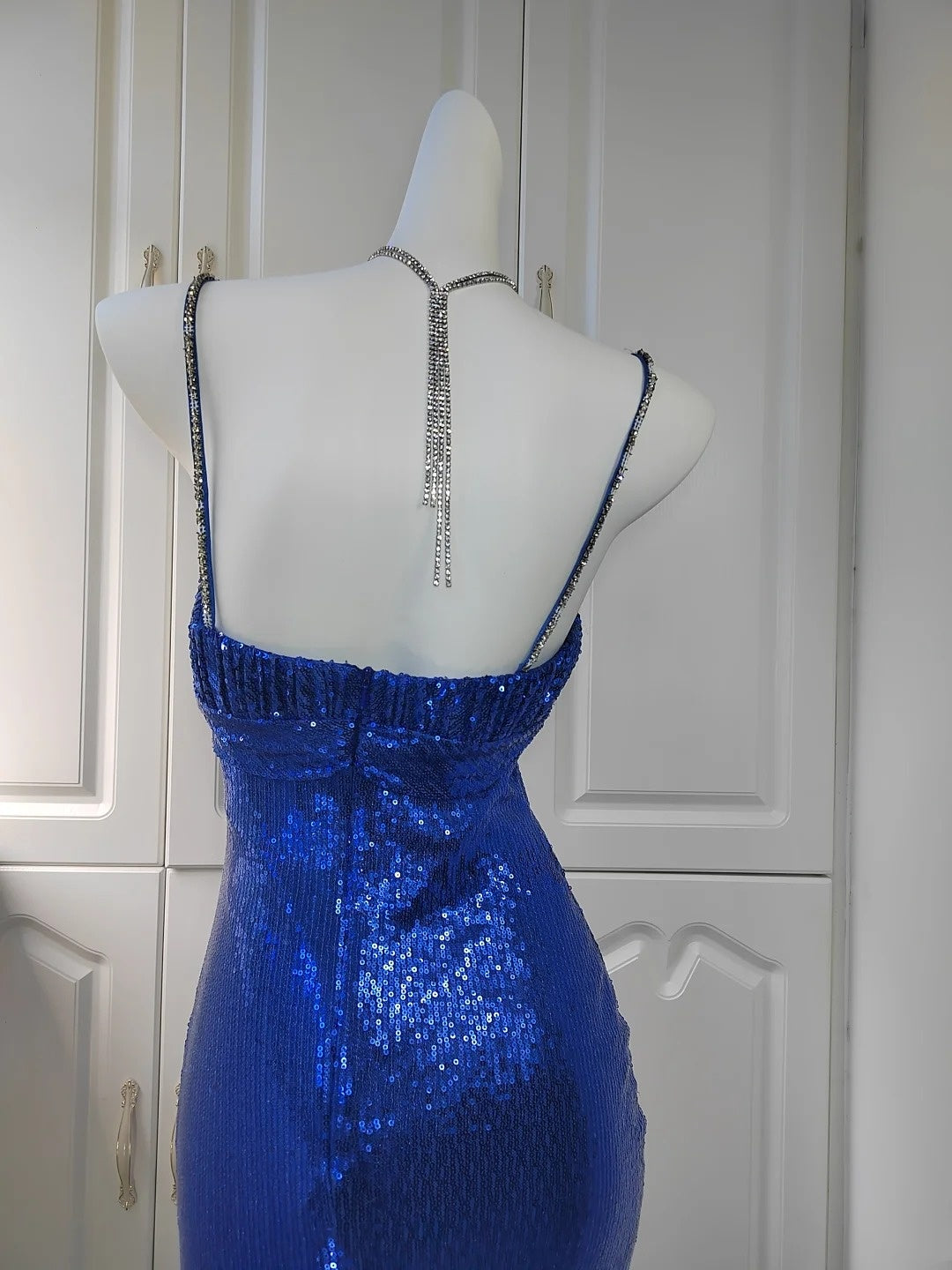 Shiny Prom Dress Spaghetti Straps Sequins Evening Dresses Gala Dress Party Dress D3048