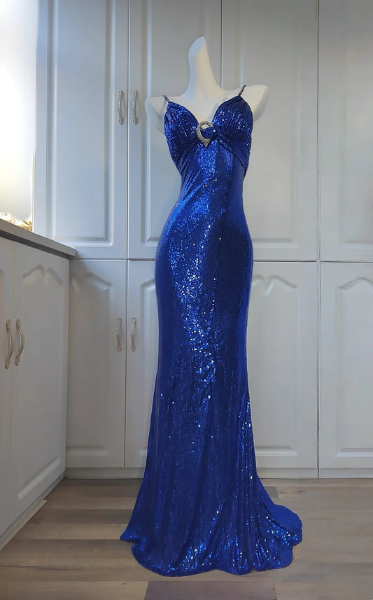 Shiny Prom Dress Spaghetti Straps Sequins Evening Dresses Gala Dress Party Dress D3048