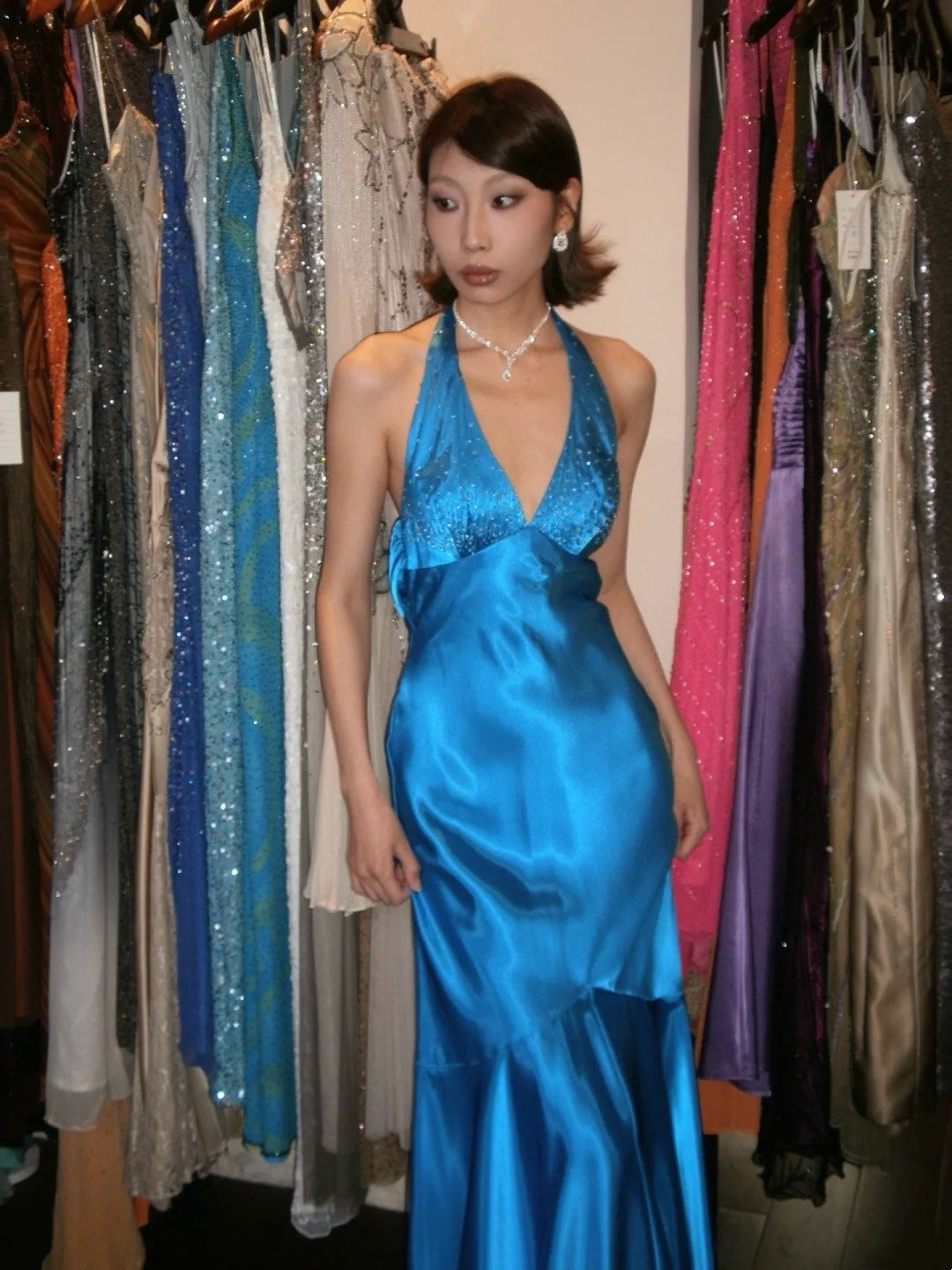 Stunning Prom Dress Blue Halter Mermaid Evening Dresses Gala Dress Party Dress D3049
