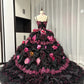 Stunning Prom Dress Spaghetti Straps Flower Ruffle Ball Gown Evening Dress Quinceanera Dress   D3051