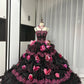 Stunning Prom Dress Spaghetti Straps Flower Ruffle Ball Gown Evening Dress Quinceanera Dress   D3051
