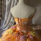 Beauty Prom Dress Strapless Flower Tiered Ball Gown Evening Dress Sweet 16 Dress    D3052