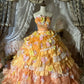 Beauty Prom Dress Strapless Flower Tiered Ball Gown Evening Dress Sweet 16 Dress    D3052