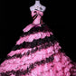 Stunning Prom Dress Strapless Pleated Tiered Ball Gown Evening Dress Sweet 16 Dress      D3054