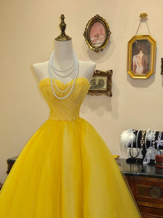 Sweet Prom Dress Yellow Sweetheart Evening Dress Birthday Party Dress Quinceanera Dress      D3056