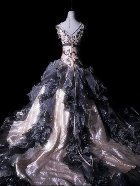 Stunning Prom Dress Crew Neck Ruffle Evening Dress Birthday Party Dress Quinceanera Dress      D3057