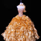 Shiny Prom Dress Strapless Ruffle Evening Dress Birthday Party Dress Quinceanera Dress      D3058