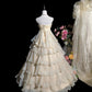 Elegant Strapless Pleated Tiered Wedding Dress D3062