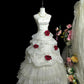 Charming Prom Dress Strapless Flower Pleated Evening Dress Gala Dress     D3066