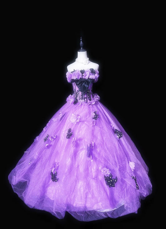 Stunning Prom Dress Purple Strapless Evening Dress Sweet 16 Dress Ball Gown    D3069