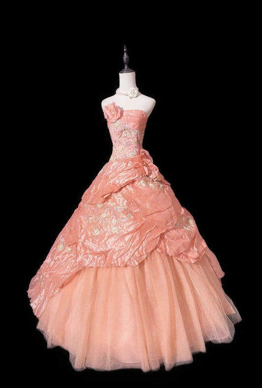 Sweet Prom Dress Strapless Pleated Evening Dress Quinceanera Dress Ball Gown    D3070