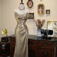 Shiny Prom Dress Spaghetti Straps Pleated Mermaid Evening Dress Gala Dress    D3072