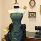 Elegant Prom Dress Dark Green Strapless Pleated Evening Dress Gala Dress    D3073