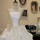 Elegant Strapless Pleated Flower Wedding Dress D3076