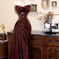 Shiny Prom Dress Strapless Pleated Rose Evening Dress Gala Dress   D3079