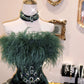 Charming Prom Dress Dark Green Strapless Crystal Pleated Evening Dress Gala Dress   D3080