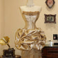 Charming Prom Dress Strapless Pleated Flower Evening Dress Gala Dress  D3084