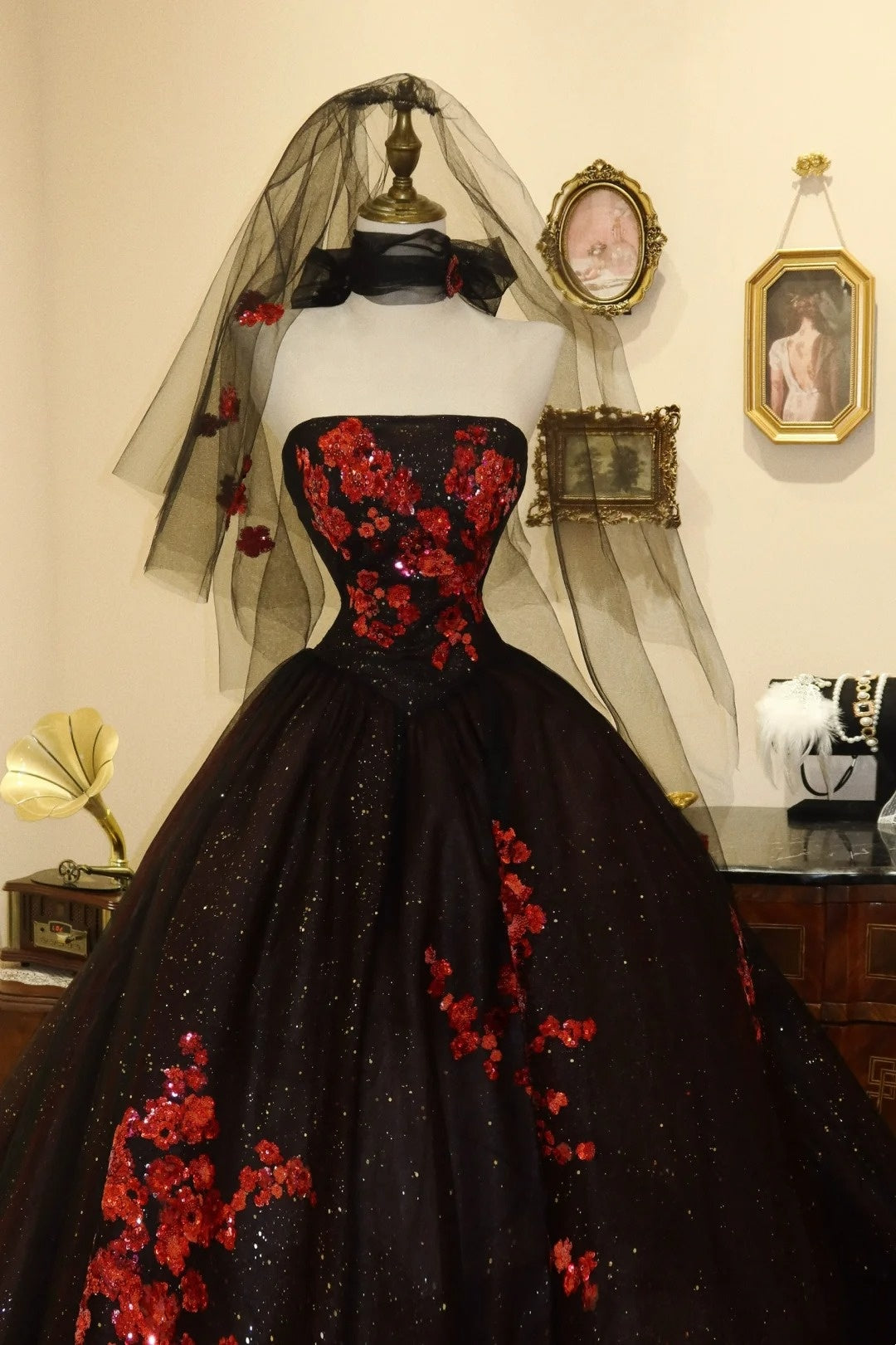 Gorgeous Prom Dress Strapless Flower Ball Gown Evening Dress Birthday Party Dress  D3085