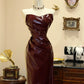 Gorgeous Prom Dress Strapless Pleated Evening Dress Birthday Party Dress D3086