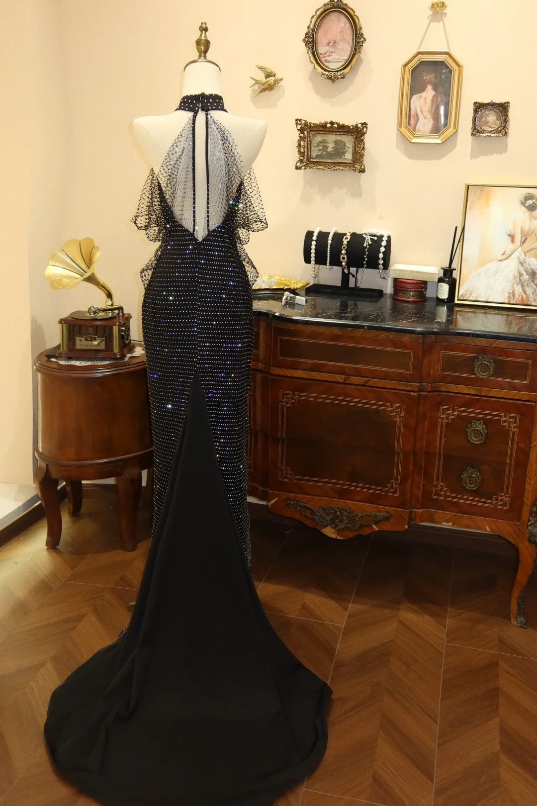 Shiny Prom Dress Halter Rhinestone Long Prom Dress Evening Dress Gala Dress D3087