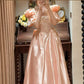 Sweet Prom Dress Light Pink V-neck Pearl Birthday Party Dress Evening Dress Dancing Dress D3090