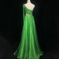 Gorgeous Prom Dress Green A Line One Shoulder Birthday Party Dress Evening Dress   D3092