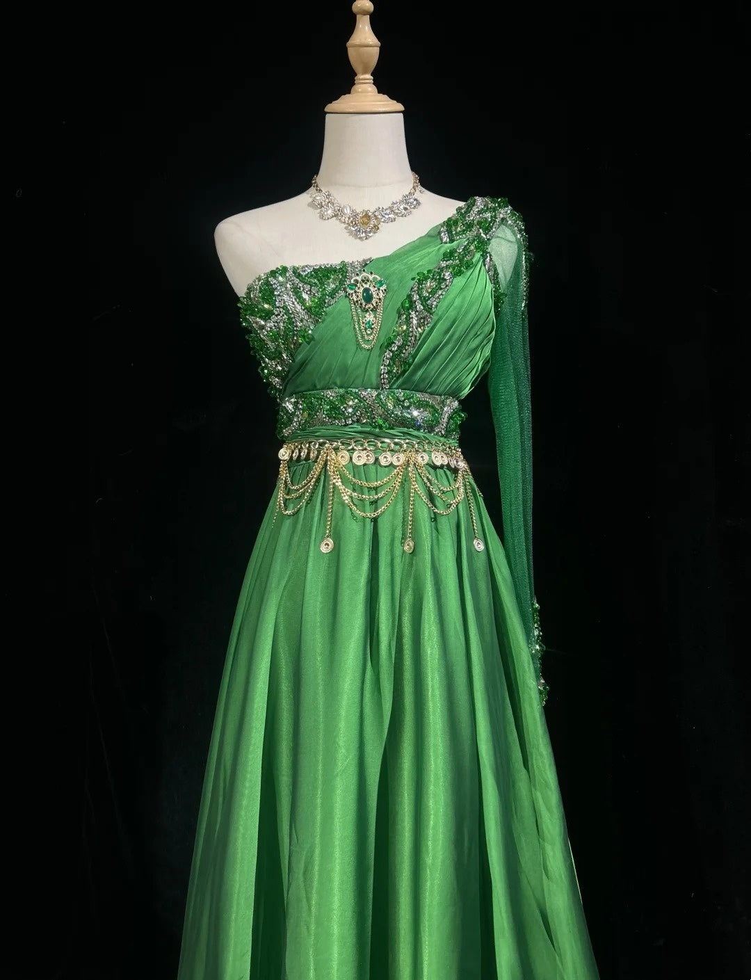 Gorgeous Prom Dress Green A Line One Shoulder Birthday Party Dress Evening Dress   D3092