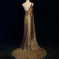 Shiny Prom Dress Gold One Shoulder Gala Dress Evening Dress    D3093