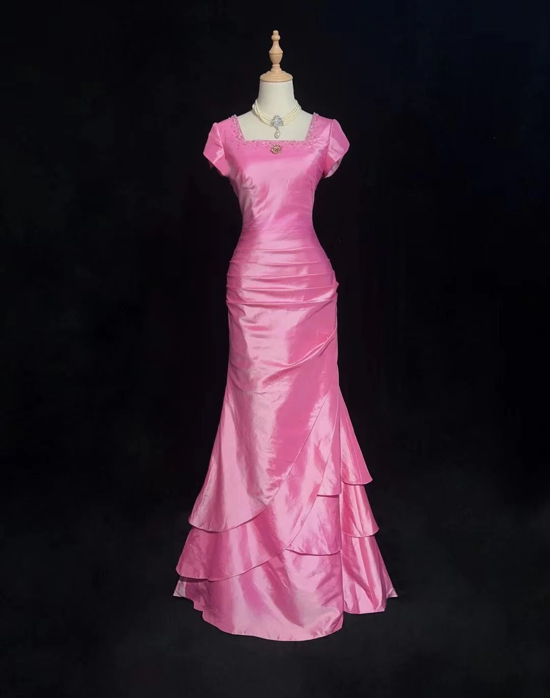 Charming Prom Dress Square Neck Pleated Evening Dress Gala Dress Birthday Dress     D3096