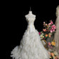 Vintage A Line Strapless Ruffle Wedding Dress  D3099
