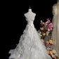 Vintage A Line Strapless Ruffle Wedding Dress  D3099