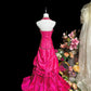 Charming Prom Dress Hot Pink A Line Halter Pleated Evening Dress Gala Dress    D3104