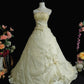 Retro Strapless Pleated Ruffle Tiered Wedding Dress D3108