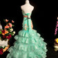 Stunning Prom Dress Strapless Pleated Tiered Mermaid Evening Dress Gala Dress   D3109